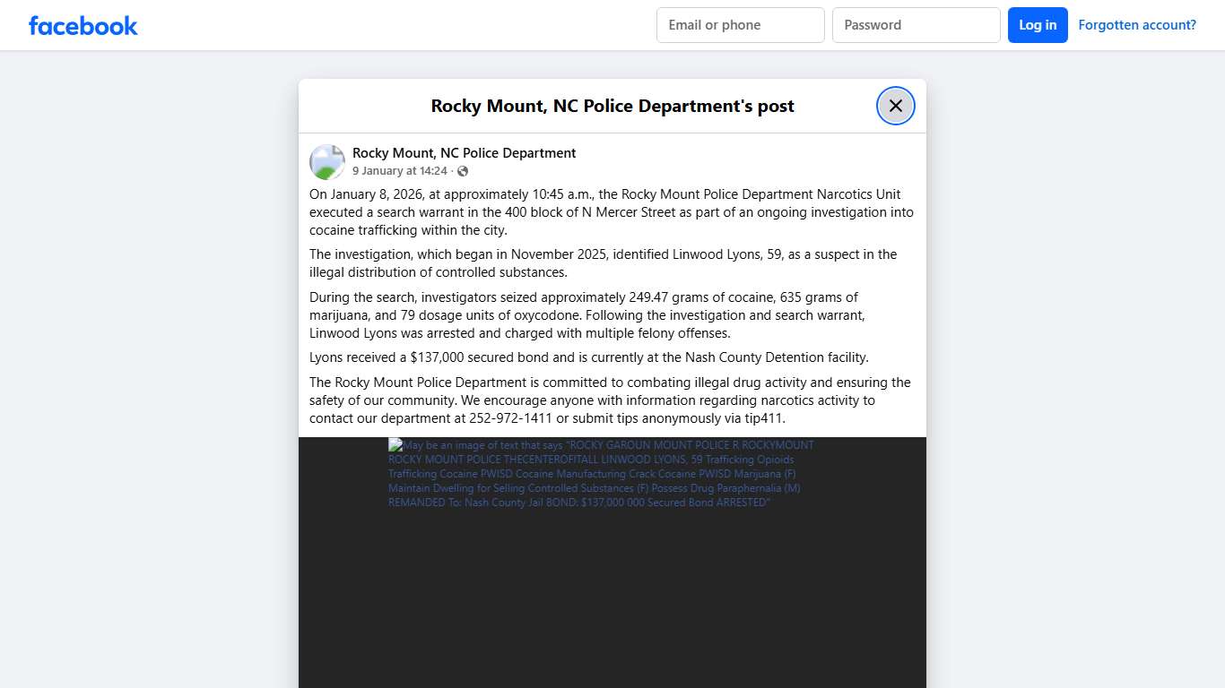 On January 8, 2026,... - Rocky Mount, NC Police Department Facebook
