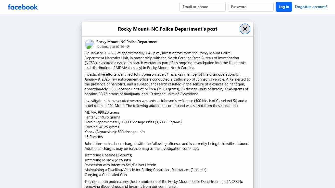 On January 9, 2026,... - Rocky Mount, NC Police Department Facebook